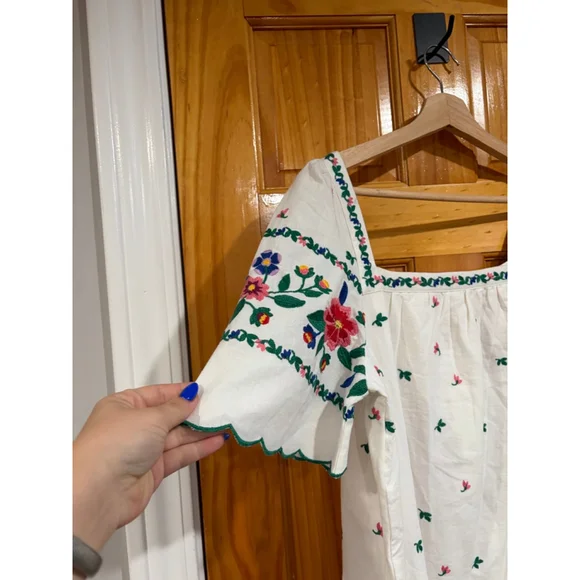 Sézane Robe Juliana Embroidered Aster Dress White Floral FR 36 (US 4) NWT - Picture 3 of 9